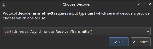 Stacking the ETM decoder on top of a UART decoder